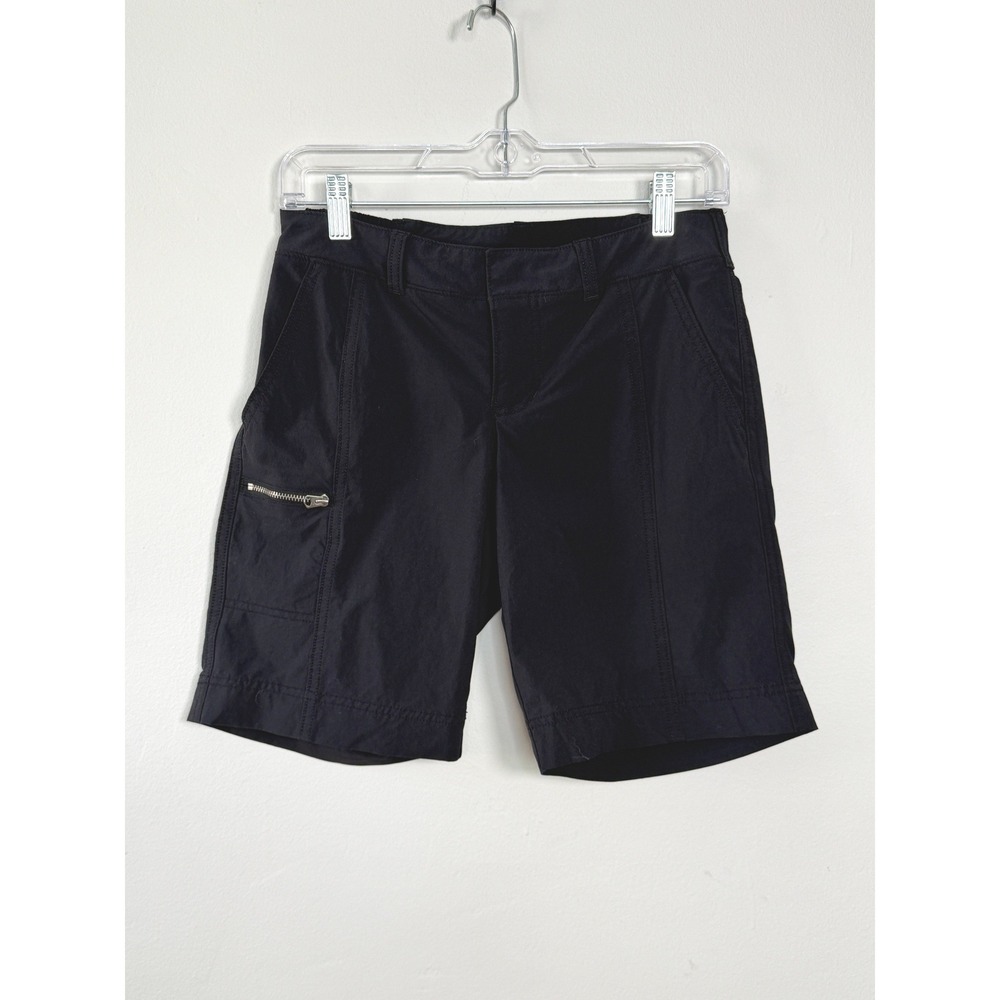 Athleta Activewear Nylon Shorts Sz 2 Black‎ Stretch Hiking Camping Cargo Pocket